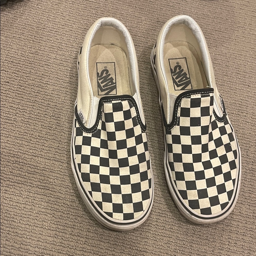 Vans Women’s Black and White Checkered Slip-On Sneakers